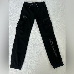 Rock Salt black cargo pants, jogger style, size L (14/16)